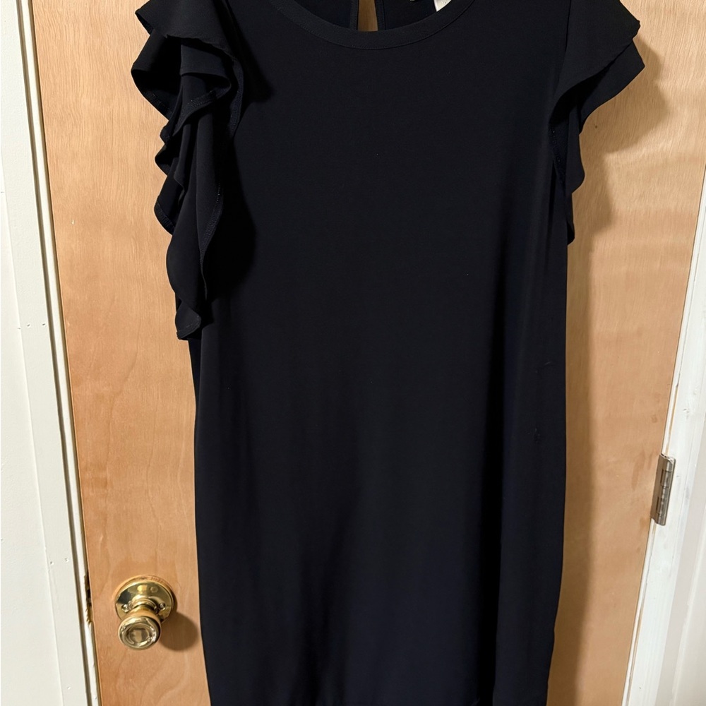 Michael Kors Elegant Black Ruffle Sleeve Dress